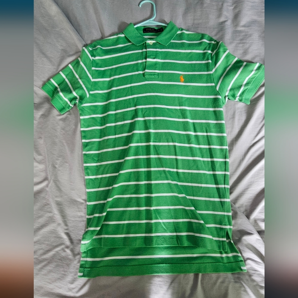 Polo by Ralph Lauren Green and White Striped Polo Shirt